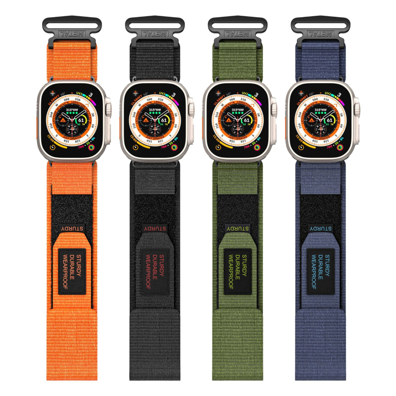 Time Song Nylonový kanvasový pás s Velcro pre Apple Watch — 22 mm rozhranie, 18 g