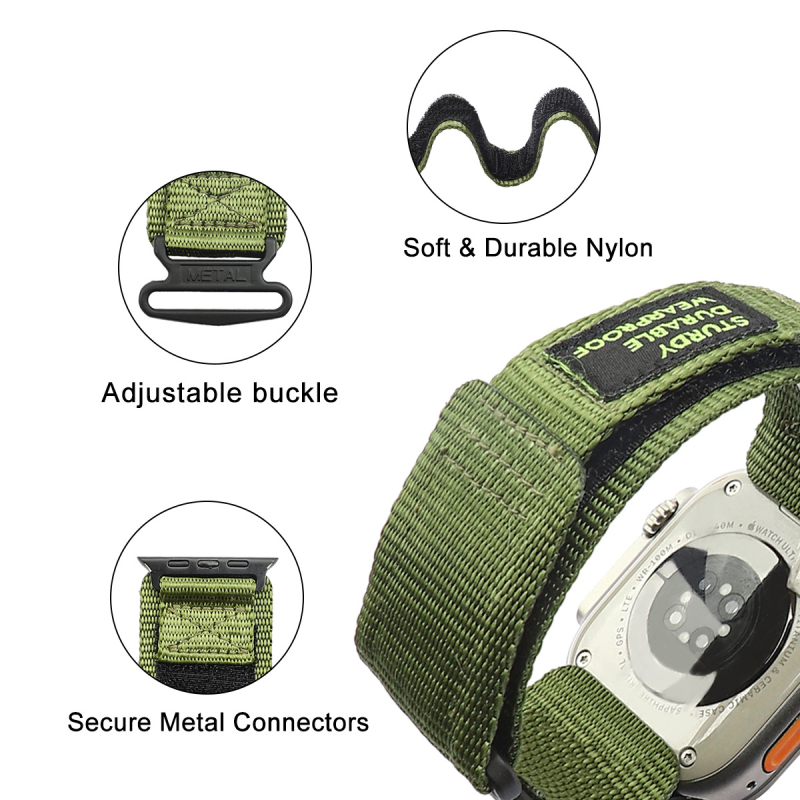 Time Song Nylonový kanvasový pás s Velcro pre Apple Watch — 22 mm rozhranie, 18 g