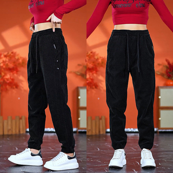 Muške casual hlače s flis podstavom, jesen 2025, mrežasti uzorak (poliester; srednji pojas; vezanje; dužina do gležnja; debeli)