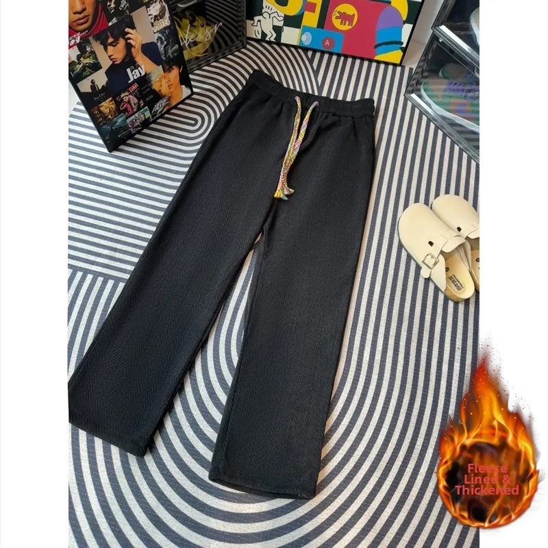 Vīriešu treniņbikses ar fleece oderi, taisa griezuma, ar jostu, Hongkonga stils