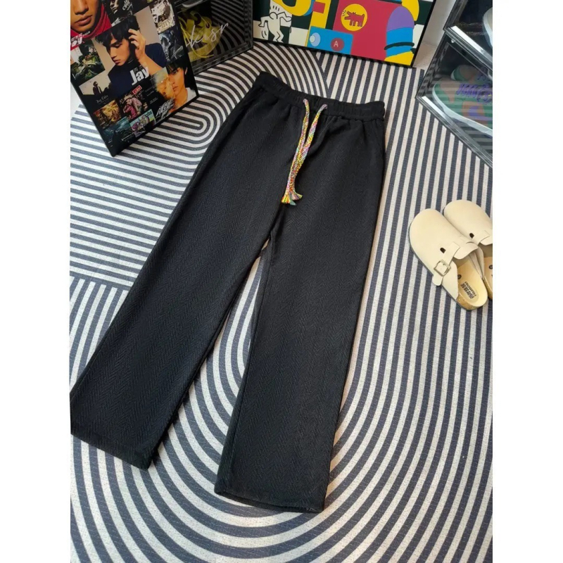 Pantaloni sport bărbați cu căptușeală de fleece, croială dreaptă, cu curea, stil Hong Kong