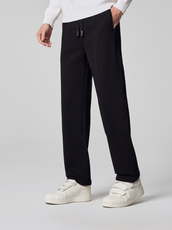 Muške casual hlače s fleec-om, debeli, ravni kroj, srednji pojas, vezanje na vrpce, pamuk smeša 61,5% pamuk, zima 2025