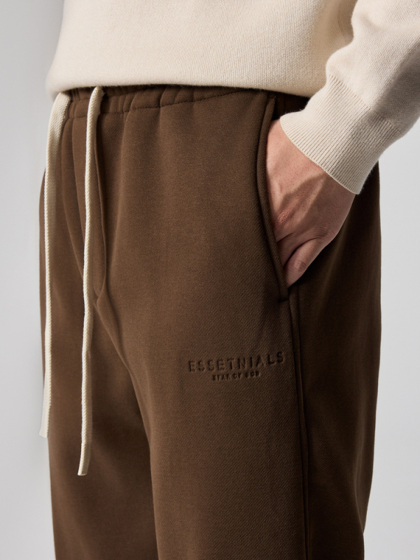 Muške casual hlače s fleec-om, debeli, ravni kroj, srednji pojas, vezanje na vrpce, pamuk smeša 61,5% pamuk, zima 2025