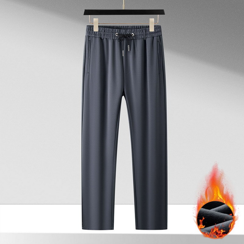 Pantaloni de bărbați cu căptușeală de fleece, țesătură elastică, talie înaltă, croială lejeră, stil casual sport