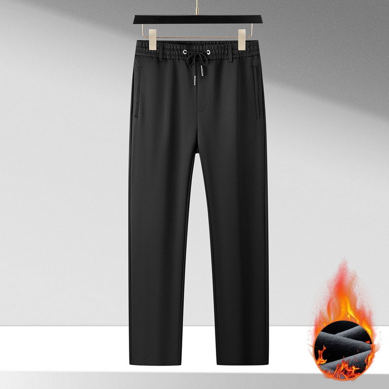 Pantaloni de bărbați cu căptușeală de fleece, țesătură elastică, talie înaltă, croială lejeră, stil casual sport