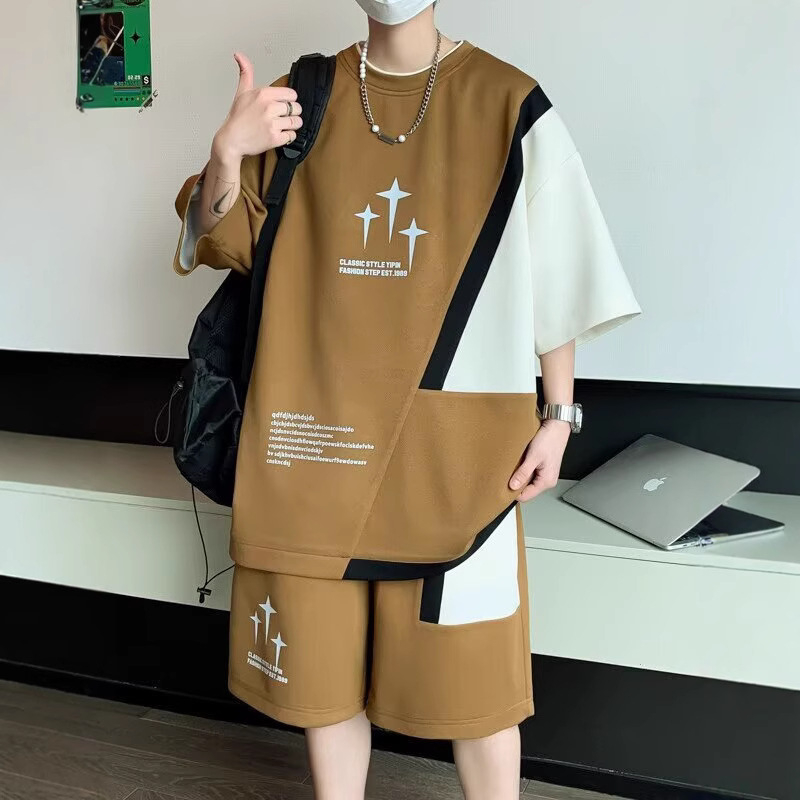 Muški ljetni dvodijelni set za trčanje — majica od poliestera s kratkim rukavima i šorcevi