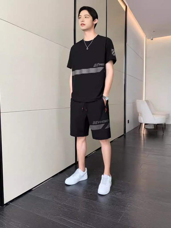 Muški ljetni najlonski T‑shirt set s kratkim rukavima i Five-Minted hlačama