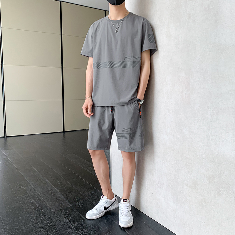 Muški ljetni najlonski T‑shirt set s kratkim rukavima i Five-Minted hlačama