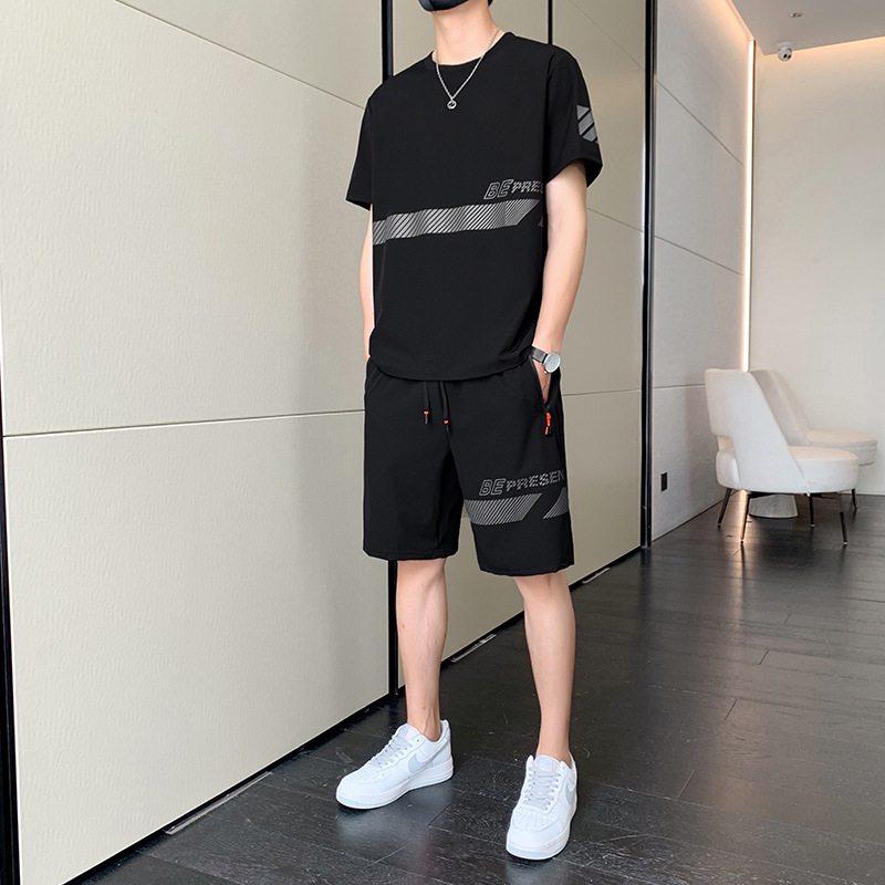 Muški ljetni najlonski T‑shirt set s kratkim rukavima i Five-Minted hlačama