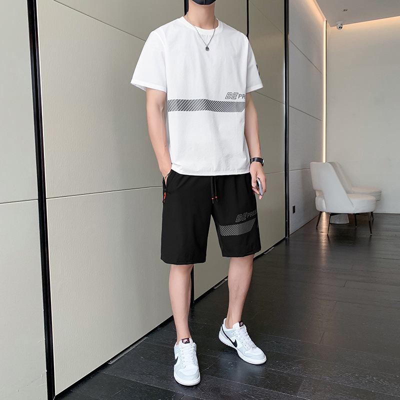 Muški ljetni najlonski T‑shirt set s kratkim rukavima i Five-Minted hlačama