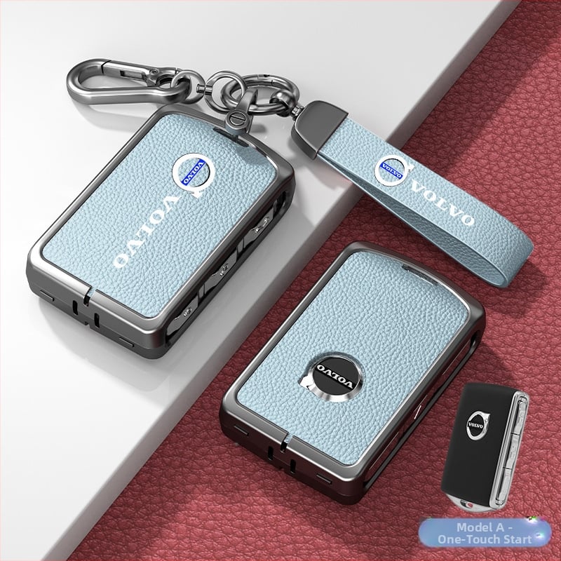Κάλυμμα κλειδιού Volvo από δέρμα και μέταλλο – κράμα ψευδάργαλου, πολυτελές στιλ, συμβατό με XC60, S90, S60, XC90, V60, V40, Διαθεσιμότητα παραμετροποίησης