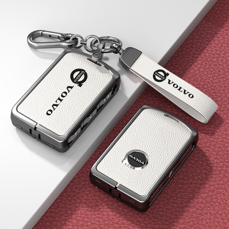 Κάλυμμα κλειδιού Volvo από δέρμα και μέταλλο – κράμα ψευδάργαλου, πολυτελές στιλ, συμβατό με XC60, S90, S60, XC90, V60, V40, Διαθεσιμότητα παραμετροποίησης