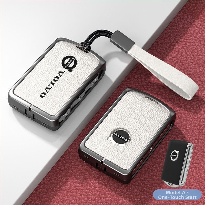 Κάλυμμα κλειδιού Volvo από δέρμα και μέταλλο – κράμα ψευδάργαλου, πολυτελές στιλ, συμβατό με XC60, S90, S60, XC90, V60, V40, Διαθεσιμότητα παραμετροποίησης