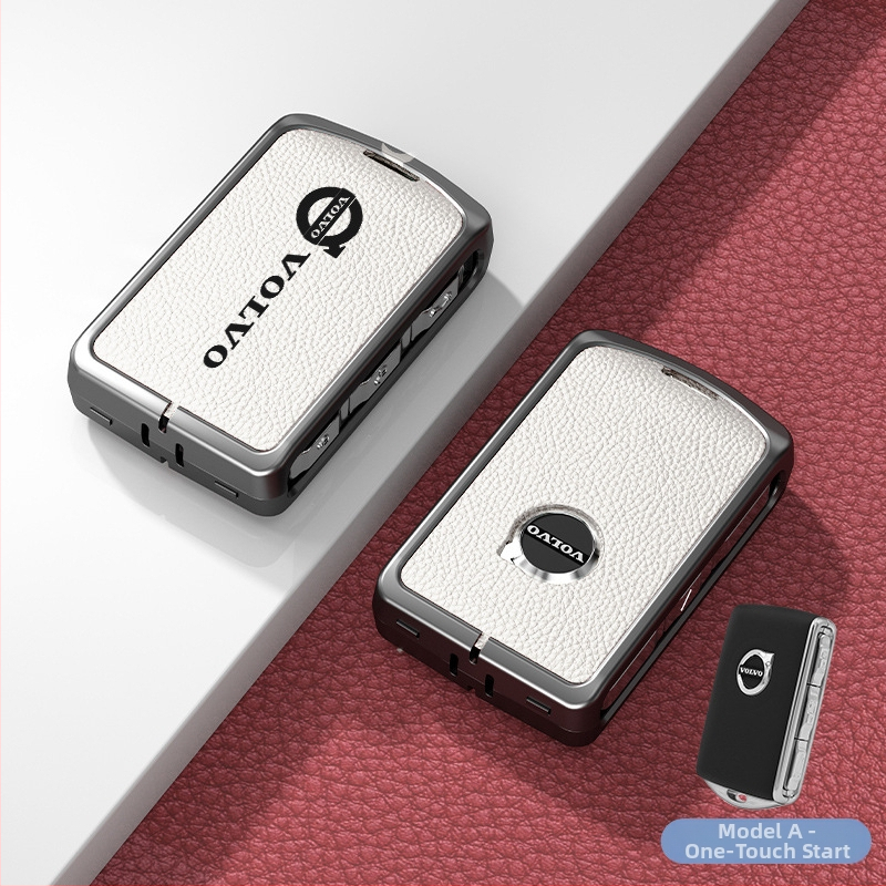 Κάλυμμα κλειδιού Volvo από δέρμα και μέταλλο – κράμα ψευδάργαλου, πολυτελές στιλ, συμβατό με XC60, S90, S60, XC90, V60, V40, Διαθεσιμότητα παραμετροποίησης