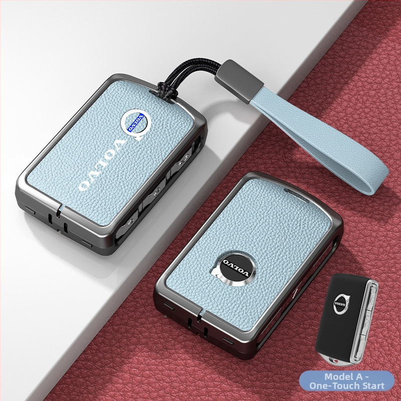 Κάλυμμα κλειδιού Volvo από δέρμα και μέταλλο – κράμα ψευδάργαλου, πολυτελές στιλ, συμβατό με XC60, S90, S60, XC90, V60, V40, Διαθεσιμότητα παραμετροποίησης