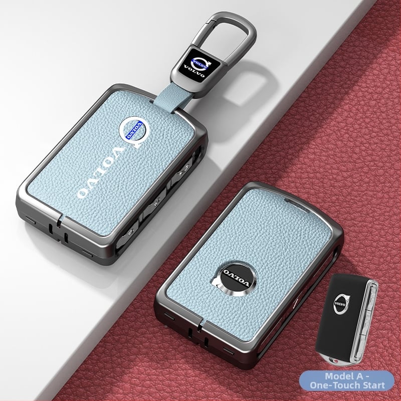 Κάλυμμα κλειδιού Volvo από δέρμα και μέταλλο – κράμα ψευδάργαλου, πολυτελές στιλ, συμβατό με XC60, S90, S60, XC90, V60, V40, Διαθεσιμότητα παραμετροποίησης