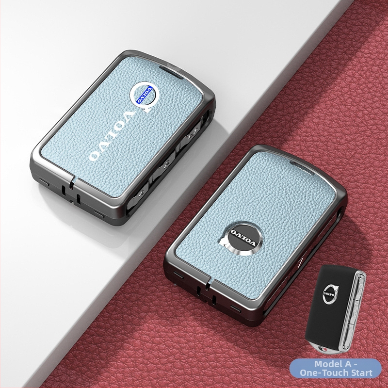 Κάλυμμα κλειδιού Volvo από δέρμα και μέταλλο – κράμα ψευδάργαλου, πολυτελές στιλ, συμβατό με XC60, S90, S60, XC90, V60, V40, Διαθεσιμότητα παραμετροποίησης