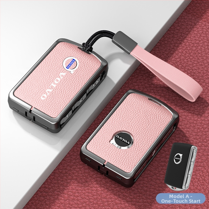 Κάλυμμα κλειδιού Volvo από δέρμα και μέταλλο – κράμα ψευδάργαλου, πολυτελές στιλ, συμβατό με XC60, S90, S60, XC90, V60, V40, Διαθεσιμότητα παραμετροποίησης