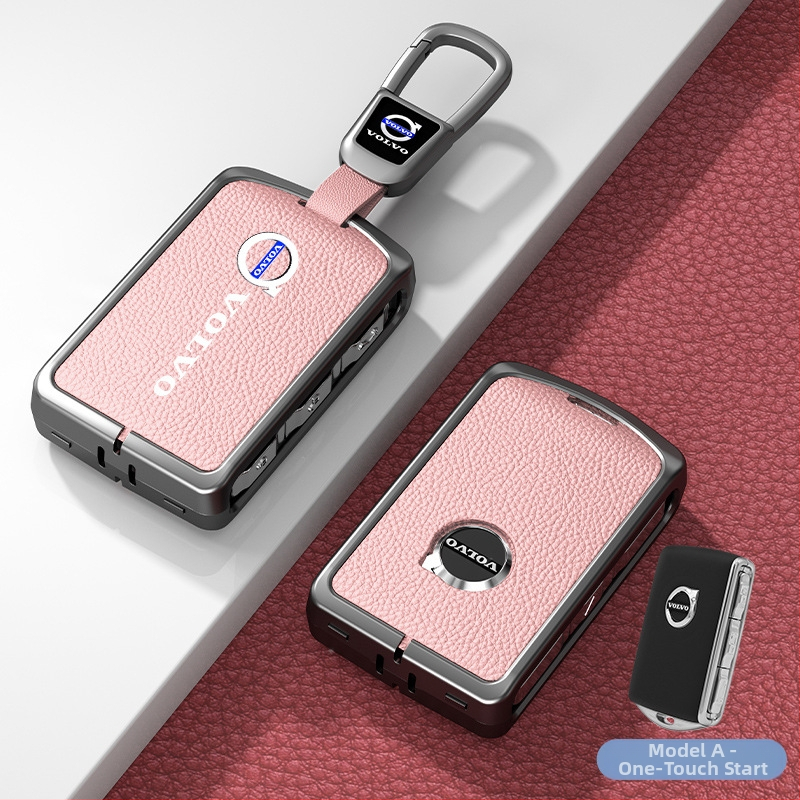 Κάλυμμα κλειδιού Volvo από δέρμα και μέταλλο – κράμα ψευδάργαλου, πολυτελές στιλ, συμβατό με XC60, S90, S60, XC90, V60, V40, Διαθεσιμότητα παραμετροποίησης