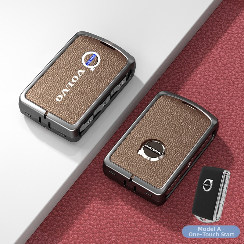 Κάλυμμα κλειδιού Volvo από δέρμα και μέταλλο – κράμα ψευδάργαλου, πολυτελές στιλ, συμβατό με XC60, S90, S60, XC90, V60, V40, Διαθεσιμότητα παραμετροποίησης