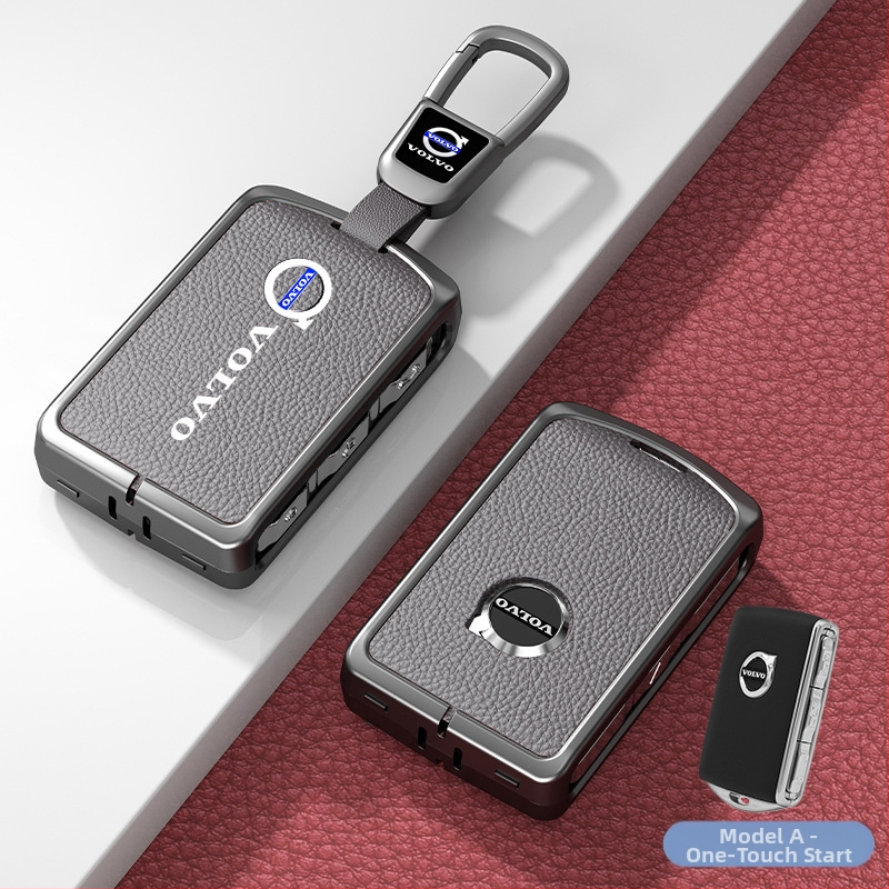 Κάλυμμα κλειδιού Volvo από δέρμα και μέταλλο – κράμα ψευδάργαλου, πολυτελές στιλ, συμβατό με XC60, S90, S60, XC90, V60, V40, Διαθεσιμότητα παραμετροποίησης