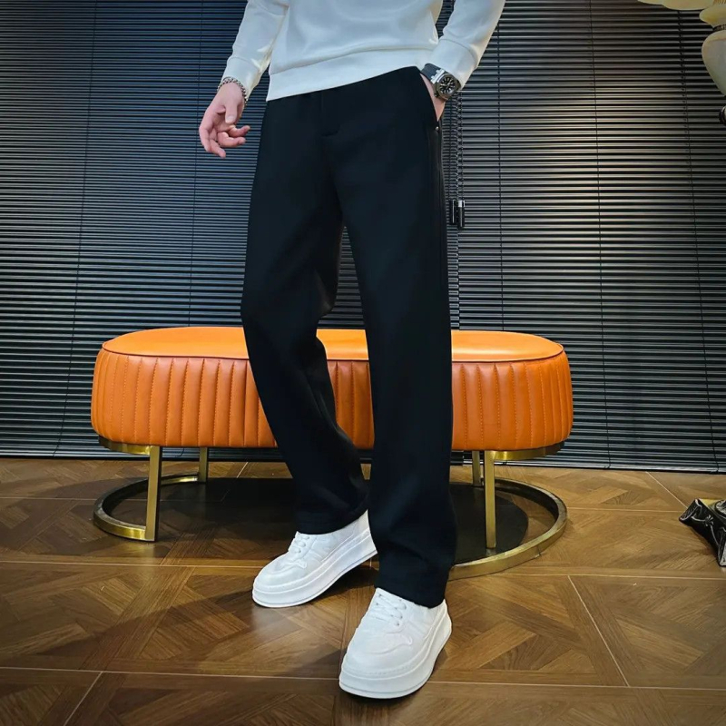 Muške hlače za jesen/zimu, casual, s flis podstavom, ravnog kroja, udobne, minimalističkog dizajna, vrhunskog izgleda