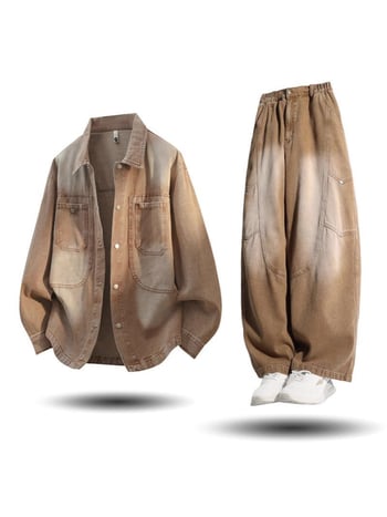 Corduroy švarkas ir kelnių kostiumas, ruduo 2025, Ilgomis rankovėmis, medvilnė