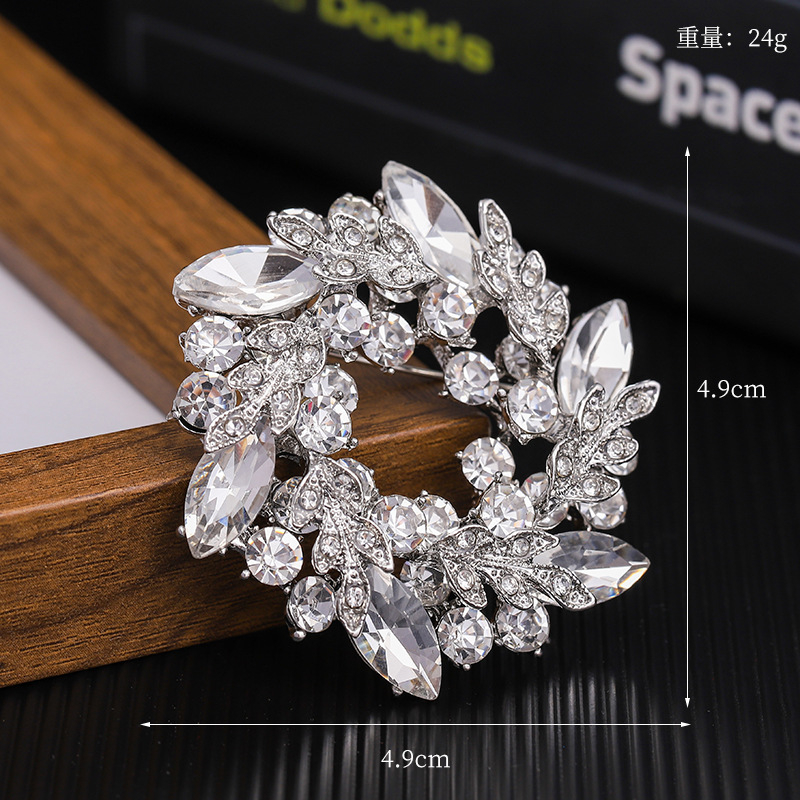 Bauhinia ziedu vainaga korsāža, daudzslāņu 3D piespraude, vintage pilna dimanta piespraude, vairumtirdzniecības apģērbu aksesuāri, Ziemassvētku piespraudes