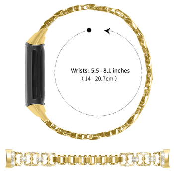 Μεταλλικό λουράκι για Fitbit Charge5/Charge6, διαμαντοστολισμένο, 18 mm διεπαφή, κούμπωμα snap