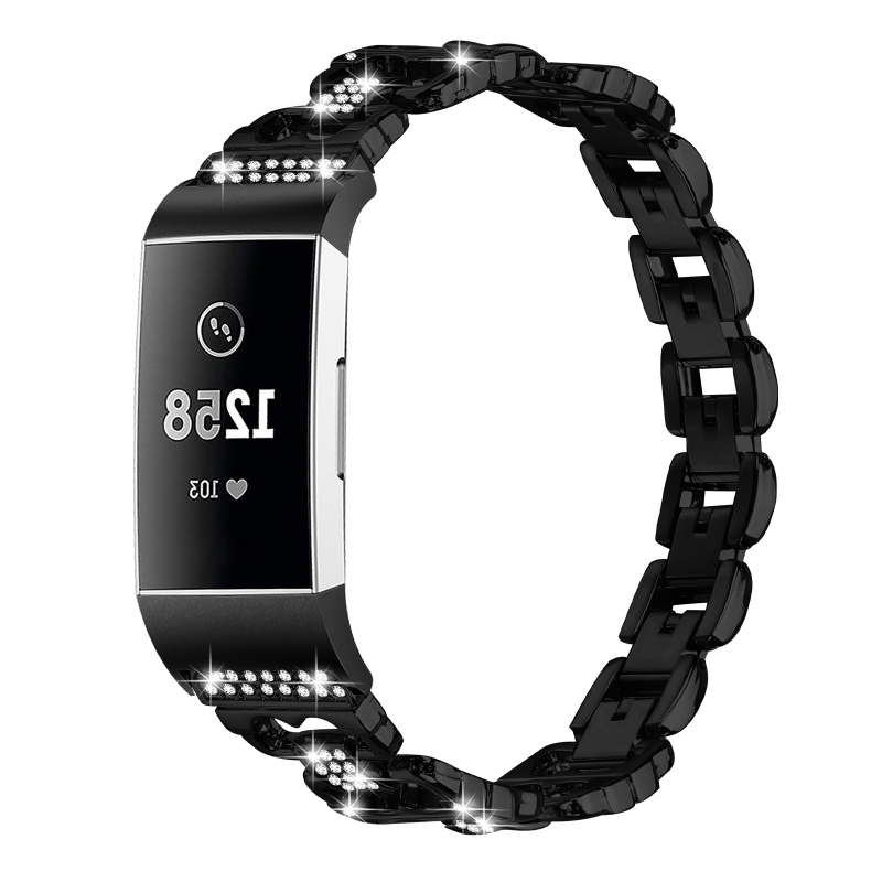 Μεταλλικό λουράκι για Fitbit Charge5/Charge6, διαμαντοστολισμένο, 18 mm διεπαφή, κούμπωμα snap