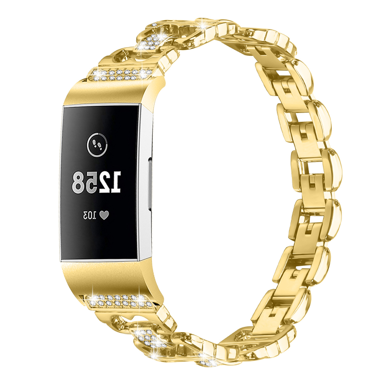 Μεταλλικό λουράκι για Fitbit Charge5/Charge6, διαμαντοστολισμένο, 18 mm διεπαφή, κούμπωμα snap