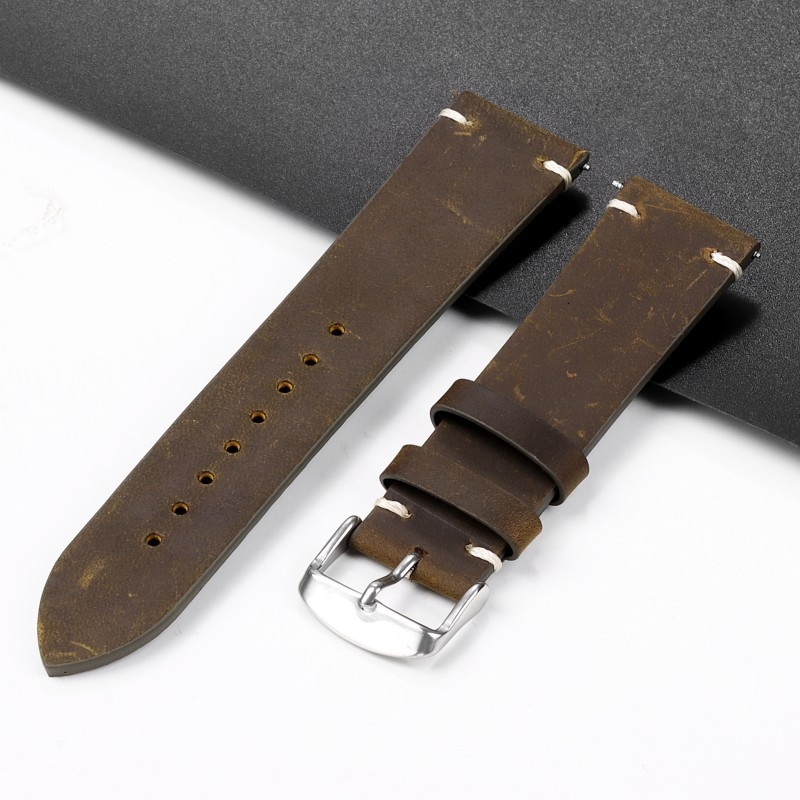 Δερμάτινο λουράκι Huawei ρολογιού, Crazy Horse δέρμα, vintage ρετρό στυλ με επιρροές Λογοτεχνίας και Τέχνης, Άνοιξη 2024 έκδοση