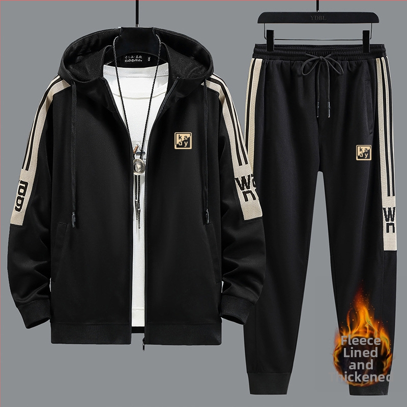 Vyrų žiemos komplektas su kardiganu ir kelnais, su fliso įdėklu, poliesterio pluoštas.