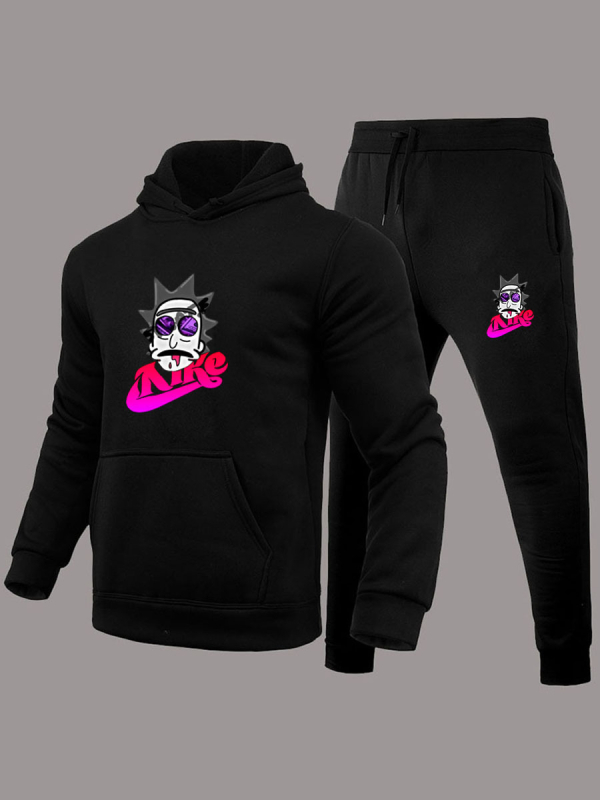 Kapučių megztinio ir kelnių komplektas — poliesterio pluoštas, ilgos rankovės, ilgosios kelnės, megztinis, keturi metų laikai