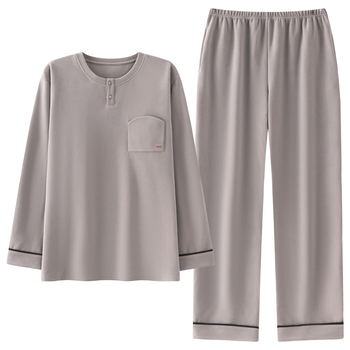 Комплект пижами за мъже с качулка, casual стил, полиестер Derong, тегло 251–300 г/м2, кръгло деколте, дълги ръкави и дълги панталони за зимно носене вкъщи