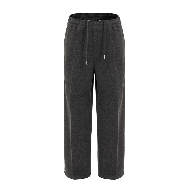 Muške pletene hlače s ravnim krojem, Casual stil, debeli materijal, srednji pojas, vezanje, mikroelastičnost