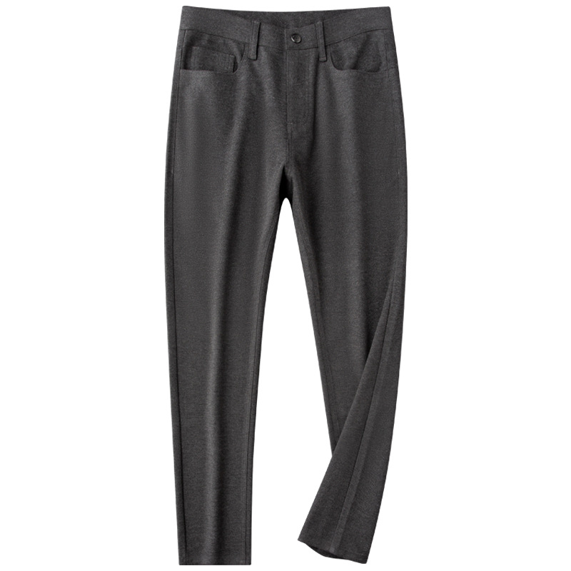 Muške hlače poslovno-udobne ravnog kroja, zimska debela tkanina, srednji struk, kopčanje gumbima, 88% poliester / 12% viskoz