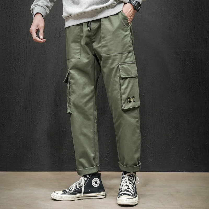 Muške radne hlače ravnog kroja, 99% pamuk, srednji pojas, višestruke džepove