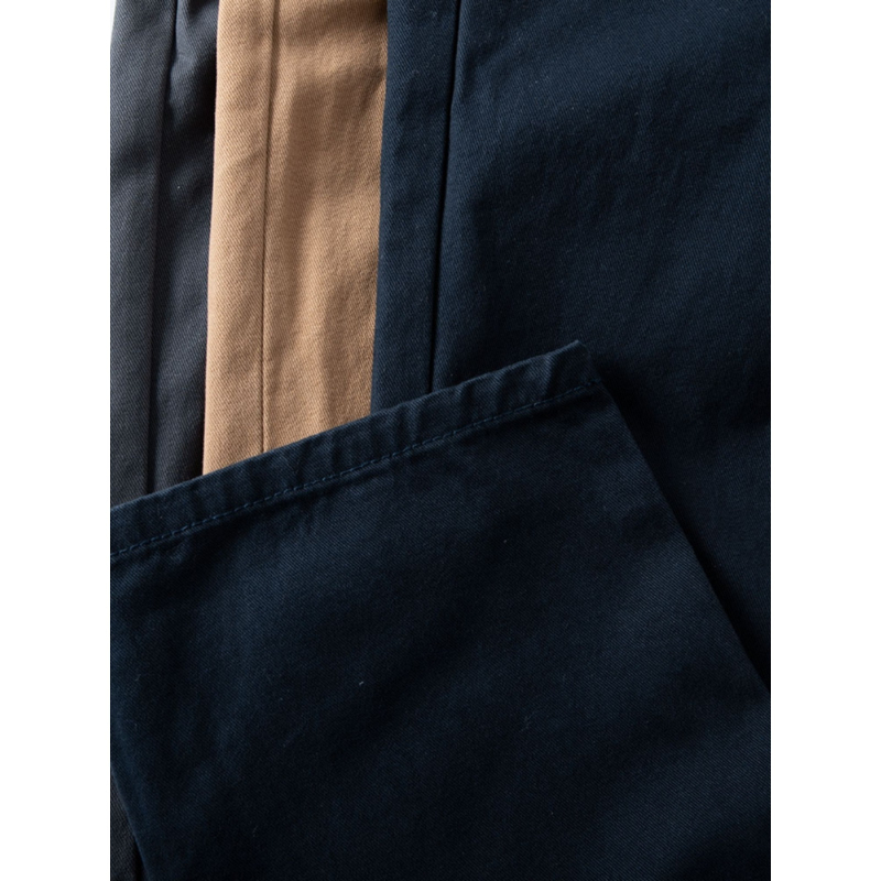 Muške dnevne hlače ravnog kroja, teška bambusova twill tkanina, prozračan materijal, srednji porast struka, zatvarač