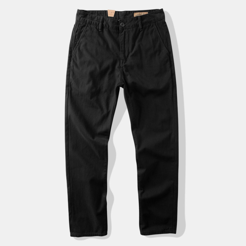 Muške dnevne hlače ravnog kroja, teška bambusova twill tkanina, prozračan materijal, srednji porast struka, zatvarač