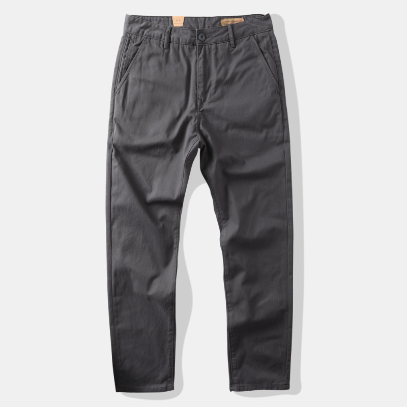 Muške dnevne hlače ravnog kroja, teška bambusova twill tkanina, prozračan materijal, srednji porast struka, zatvarač