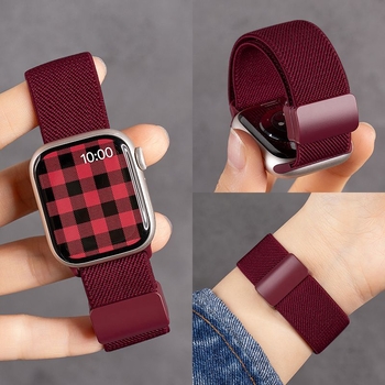 Curea Apple Watch, țesătură din nailon, închizător magnetic din plastic S67, textură moale