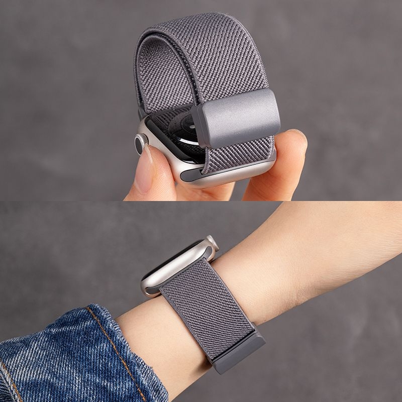 Curea Apple Watch, țesătură din nailon, închizător magnetic din plastic S67, textură moale