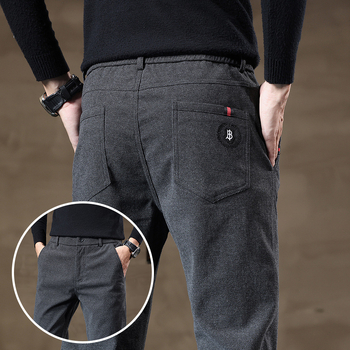 Muške zimske hlače ravnog kroja, srednji pojas, debela smjesa od poliester materijala, zatvarač