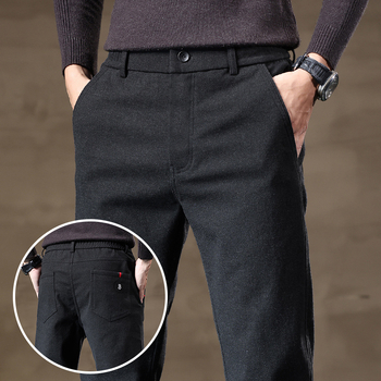 Muške zimske hlače ravnog kroja, srednji pojas, debela smjesa od poliester materijala, zatvarač
