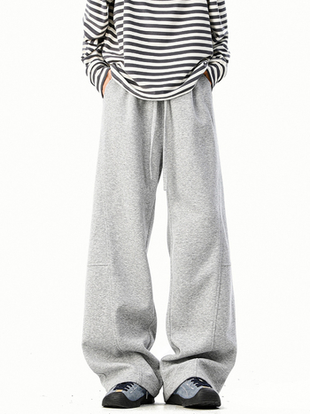 Hlače za trening širokog kroja, američki retro stil, srednji pojas, s remenom, kopčanjem na vrpicu, poliester smjesa