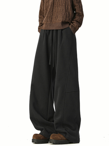 Hlače za trening širokog kroja, američki retro stil, srednji pojas, s remenom, kopčanjem na vrpicu, poliester smjesa