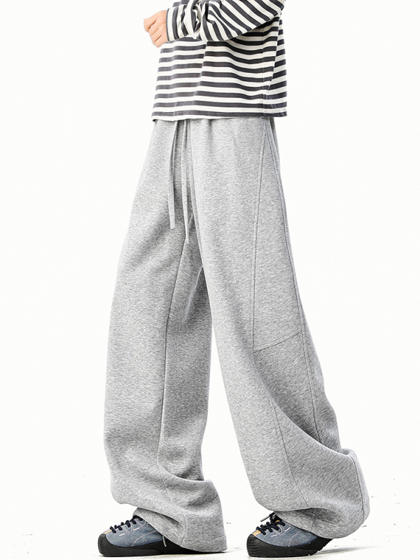 Hlače za trening širokog kroja, američki retro stil, srednji pojas, s remenom, kopčanjem na vrpicu, poliester smjesa