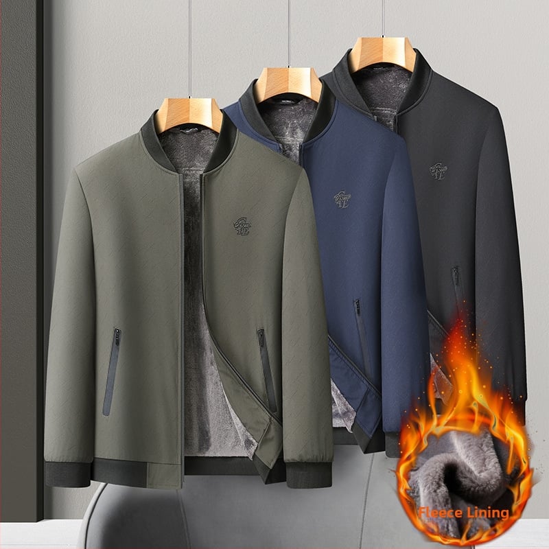 Meeste talvejakk V-kaelusega, fleece vooder, lukuga taskud, eesmine lukustuv luk, 100% polüester