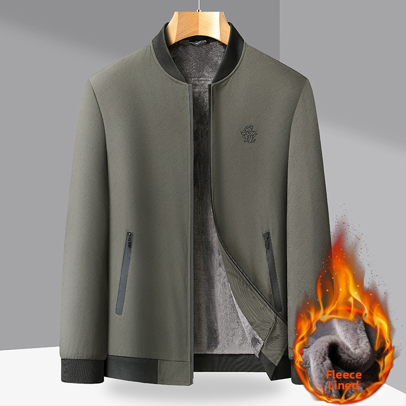 Meeste talvejakk V-kaelusega, fleece vooder, lukuga taskud, eesmine lukustuv luk, 100% polüester